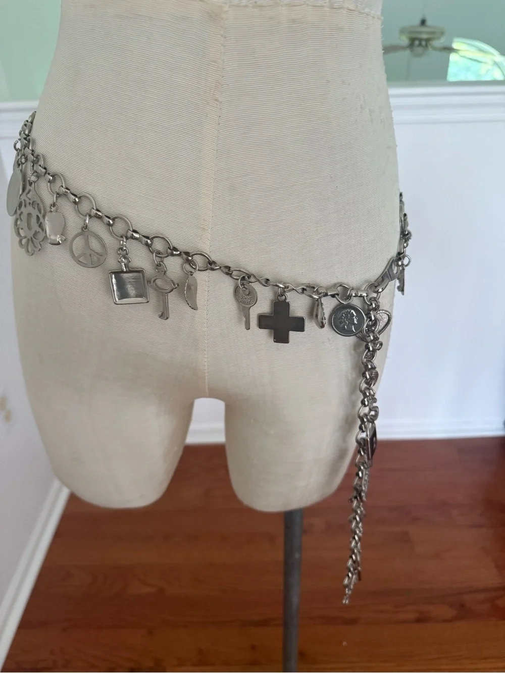 Silver Charm Link Chain Belt - Women Accessories - vintage
